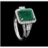 Image 4 : Platinum 3.19ct Emerald and Diamond Ring