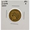 Image 1 : 1911-S $5 Indian Head Half Eagle Gold Coin