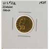Image 1 : 1929 $2 1/2 Indian Head Quarter Eagle Gold Coin