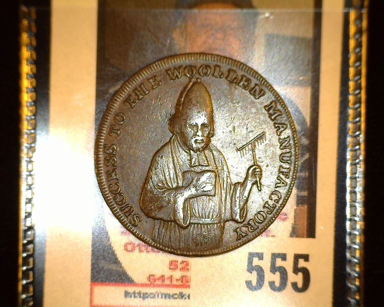 1793 Shrewsbury Half Penny, D&H23, VF. "Success to the Woolen Manufactory", VF.