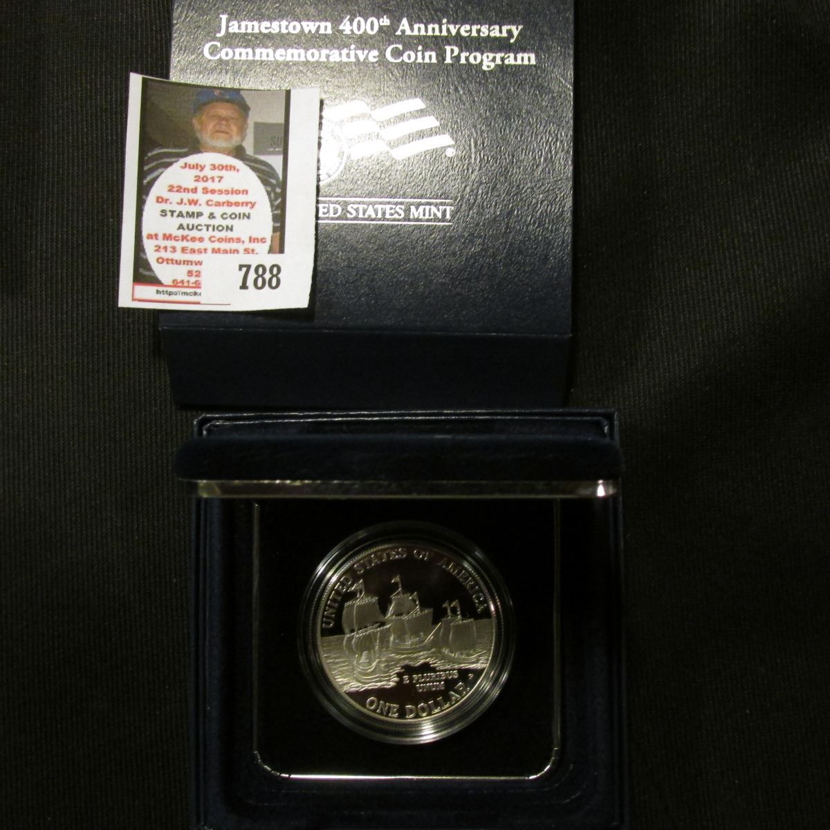 2007 P Jamestown 400th Anniversary Commemorative Silver Dollar Coin In Box Proof