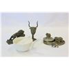 Image 1 : THREE METAL ANIMAL FIGURES AND INFIRMERY CUP