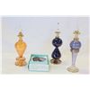 Image 1 : THREE ART GLASS PERFUME BOTTLES AND ART GLASS HEART PAPER WEIGHT