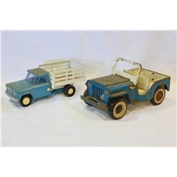 TWO METAL JEEP TRUCKS