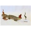 Image 1 : STUFFED ALLIGATOR + 3 CARVED WOOD ANIMAL FIGURES