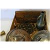 Image 3 : TRAY OF ANTIQUE KITCHEN ITEMS ROLLING PIN AND HOT WATER BOTTLE ETC