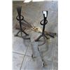 Image 2 : HAND FORGED FIRE DOGS AND FIREPLACE COMPANION SET