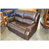 Image 2 : STUDDED BROWN LEATHER DOUBLE RECLINER LOVESEAT