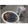 Image 2 : VINTAGE FRAMED MIRROR AND TIGER PLANTSTAND