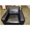 Image 2 : BLACK LEATHER ASHLEY ARMCHAIR + OTTOMAN