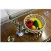 Image 1 : BOWL OF GLASS FRUIT AND CANDLESTICK