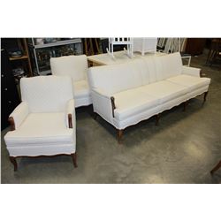 FRENCH PROVINCAL SOFA AND TWO CHAIRS