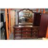 Image 1 : LARGE DESIGNER MAHOGANY LADIES DRESSER WITH MIRROR