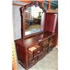 Image 2 : LARGE DESIGNER MAHOGANY LADIES DRESSER WITH MIRROR