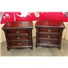 Image 1 : PAIR OF DESIGNER MAHOGANY FINISH NIGHTSTANDS