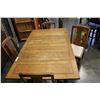 Image 2 : OAK DRAWLEAF TABLE AND FOUR CHAIRS WITH FLOWER CARVING