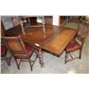 Image 2 : ANTIQUE OAK DRAWLEAF DINING TABLE AND SIX CHAIRS BY STRATHROY FURNITURE