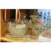 Image 2 : SHELF LOT OF PUNCH BOWL GLASSWARE AND DRINK GLASSES ETC