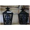 Image 1 : TWO CAST IRON LANTERN COVERS AND LOG CARRIER