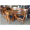 Image 1 : ANTIQUE TIGER OAK DINING TABLE WITH FOUR LEAFS AND SIX T-BACK CHAIRS
