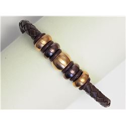 #37-STAINLESS STEEL BROWN LEATHER