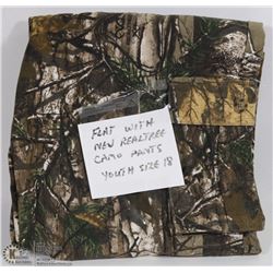 FLAT WITH NEW REALTREE CAMO PANTS YOUTH SIZE 18