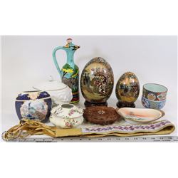 LOT OF SATSUMA , NIPPON, HAIR RECEIVER AND MORE