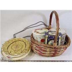 LOT OF SOVEREIGN PLATTER, SOCK DRYERS , BASKET AND