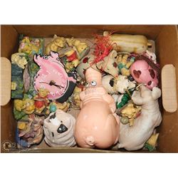 BOX W/ COLLECTIBLE PIGS FIGURINES