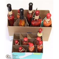 2 BOXES OF CHILI PEPPERS IN BOTTLES DECOR