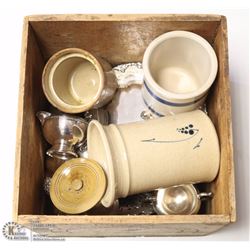 BUTTER BOX WITH SILVER PLATED SERVINGWARE AND