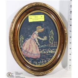 T. EATON 10" WOODEN FRAME WITH HANDMADE TAPESTRY