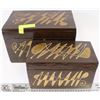 Image 1 : 2 STACKING WOOD INLAY TRINKET BOXES