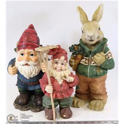 FLAT OF 3 GARDEN STATUES