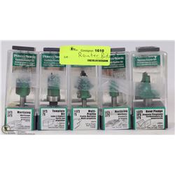 LOT WITH 5 CARBIDE ROUTER BITS