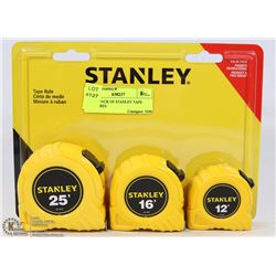 NEW 3 PACK OF STANLEY TAPE MEASURES