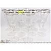 Image 1 : SET OF 11 SILVER RIM 9" TALL CRYSTAL WINE GLASSES
