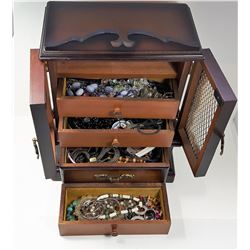 #18 - WIRE MESH FRONT WOODEN JEWELRY BOX