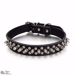 NEW SPIKED BLACK DOG COLLAR SIZE LARGE