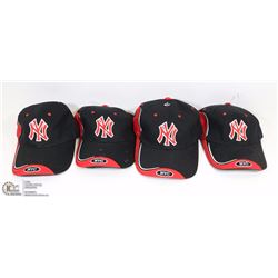 LOT OF 4 BLACK NYC ADJUSTABLE SIZE BALL CAPS