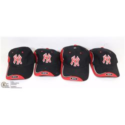 LOT OF 4 BLACK NYC ADJUSTABLE SIZE BALL CAPS