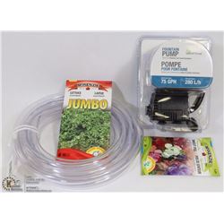 FOUNTAIN PUMP WITH HOSE AND SEEDS