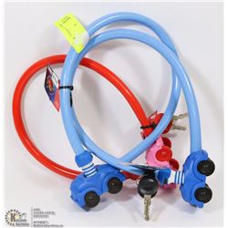 LOT OF THREE KIDS BIKE LOCKS WITH KEYS