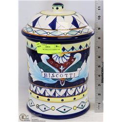 12" CERAMIC BISCOTTI COOKIE JAR WITH LID