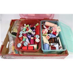 ESTATE FLAT OF THREAD AND OTHER SEWING SUPPLIES