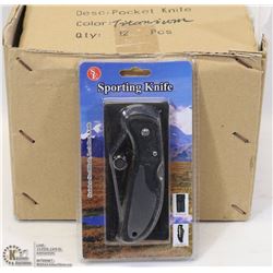 CASE OF 12 NEW SE SPORTING KNIFE W/ STAINLESS