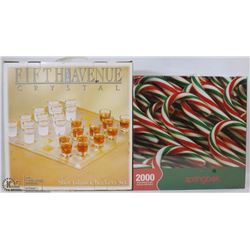 FIFTH AVENUE SHOT GLASS CHECKER SET  WITH NEW