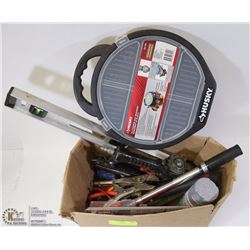 BOX OF ASSORTED TOOLS INCL. BLACK AND DECKER