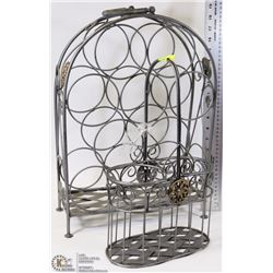 WROUGHT IRON WINE RACK WITH MATCHING WINE