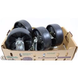 SET OF 4 HEAVY DUTY CASTOR WHEELS - 6" D X 2"